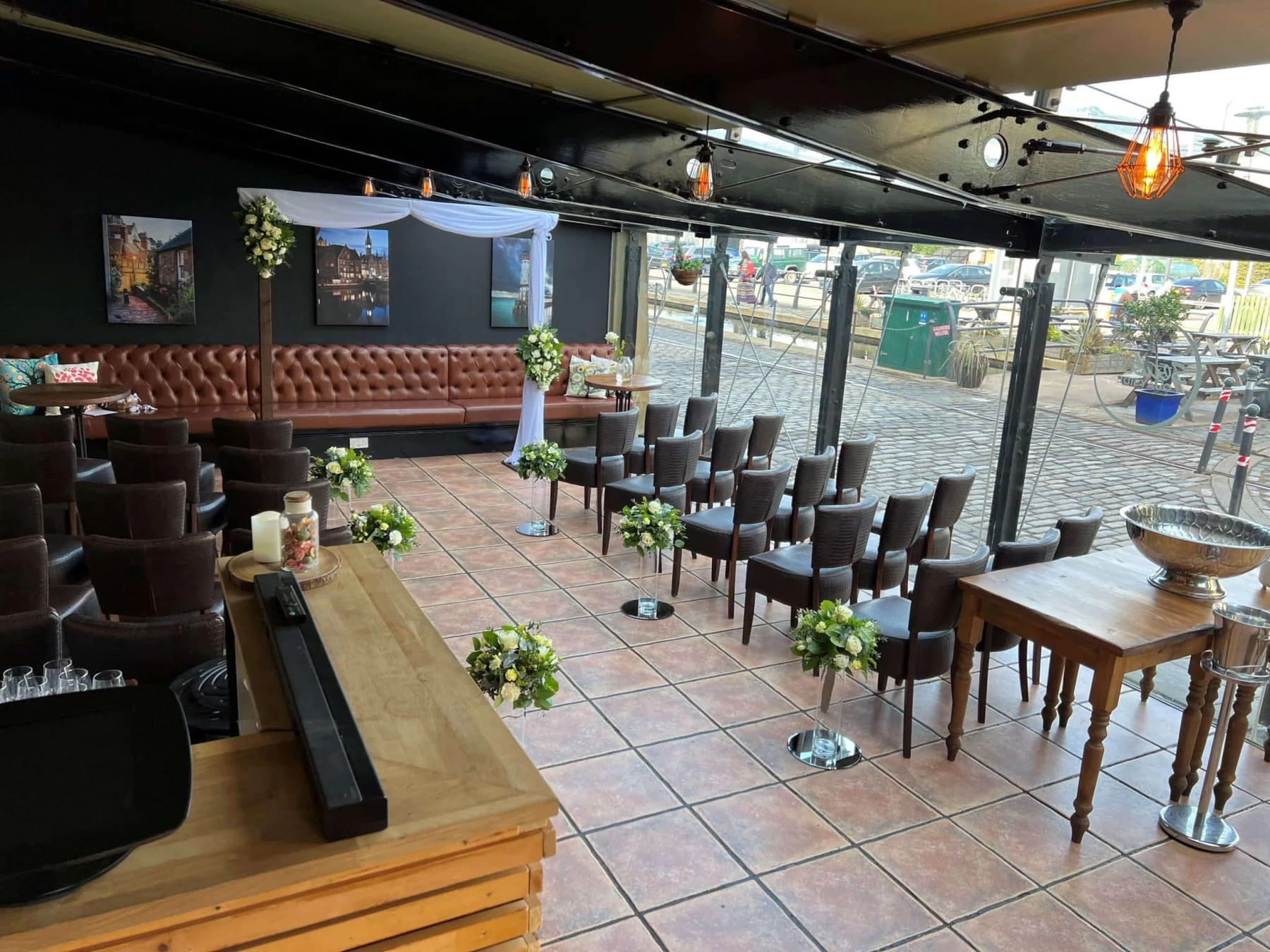 Conservatory ceremony setup at Season Quayside